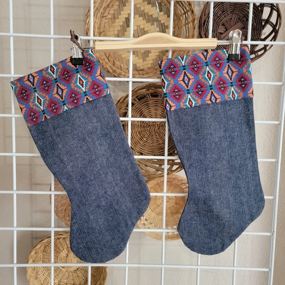 Southwestern Western Denim Christmas Stockings